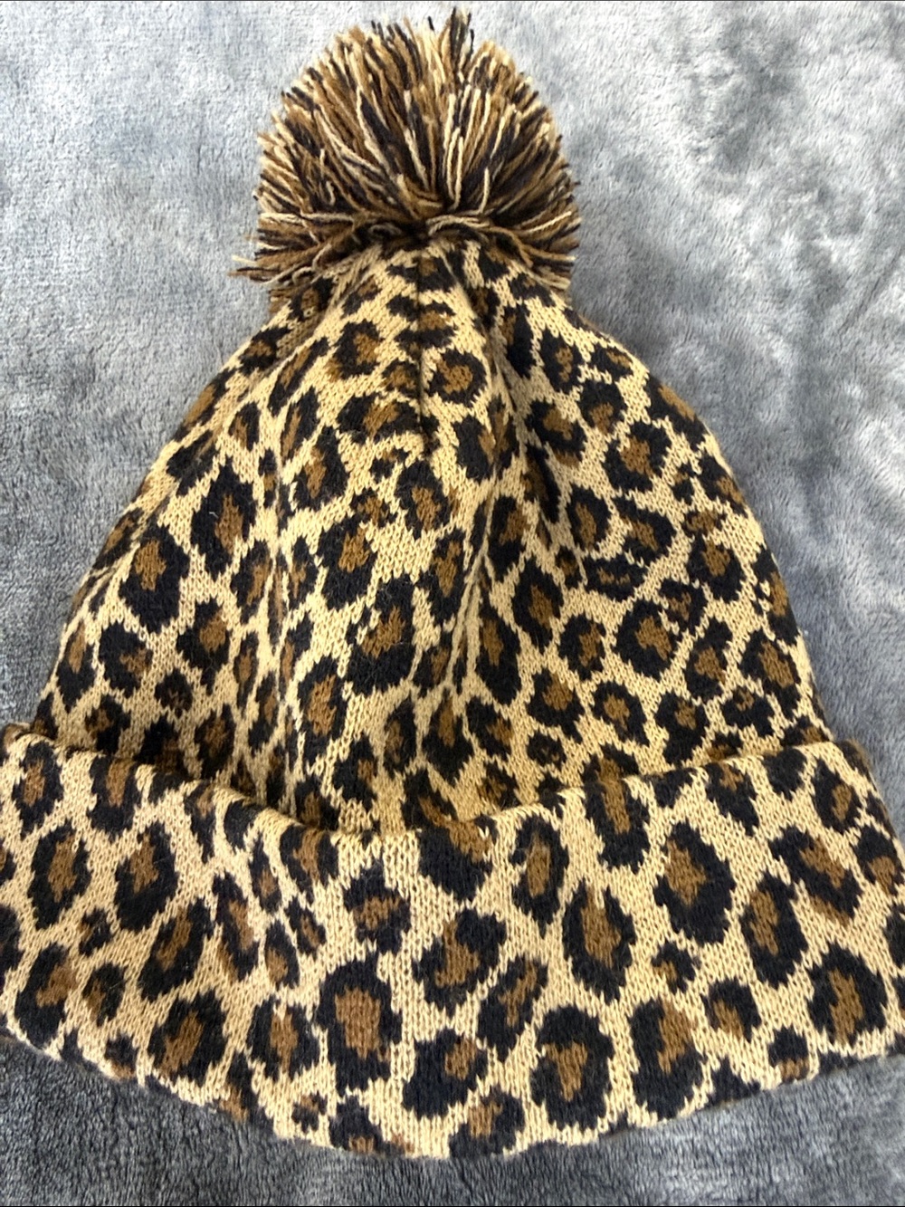 J. Crew  Leopard Pom Beanie - Tan, Black & Brown